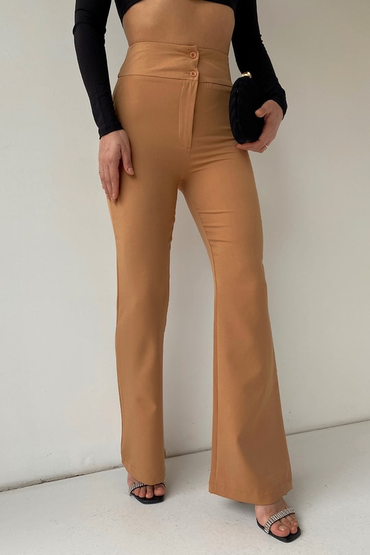 Yüksek Bel İspanyol Klasik Pantolon Camel