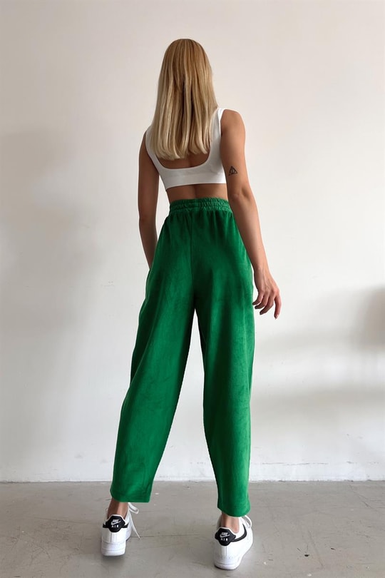 Yumoş Kadife Jogger Pantolon Yeşil