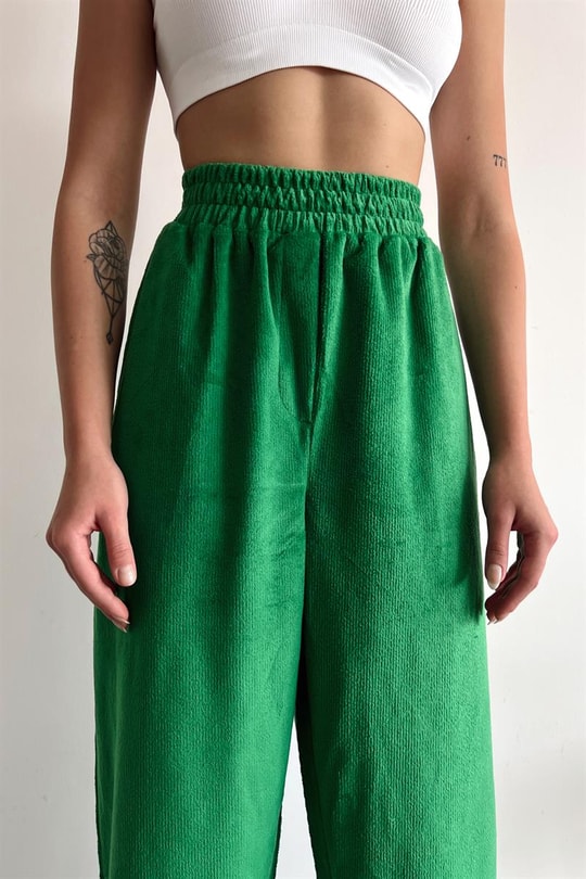 Yumoş Kadife Jogger Pantolon Yeşil