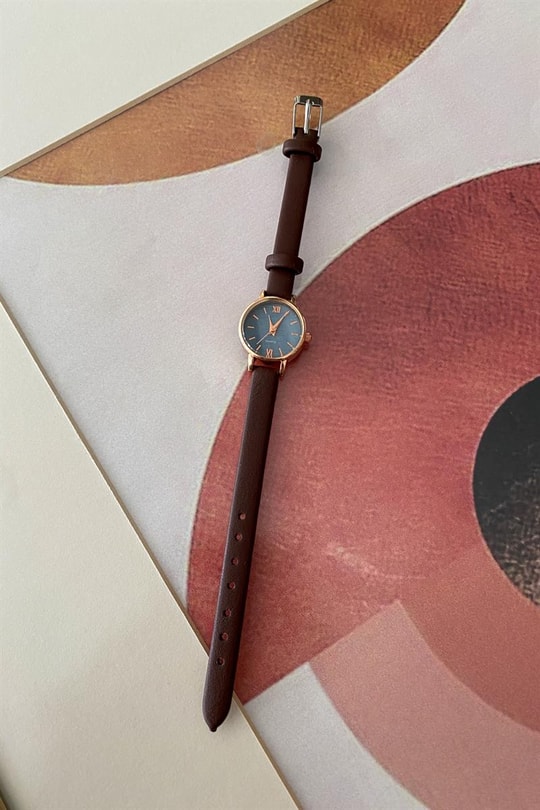 Siyah Kadranlı Vintage Darlene Saat Kahve