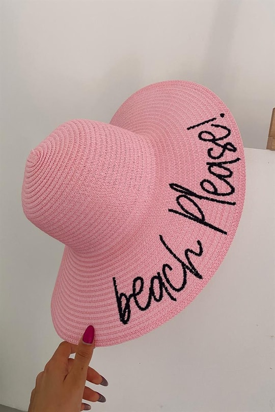 Beach Please Hasır Şapka Pembe