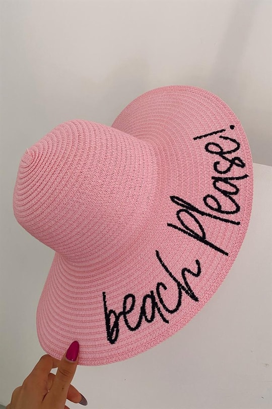 Beach Please Hasır Şapka Pembe