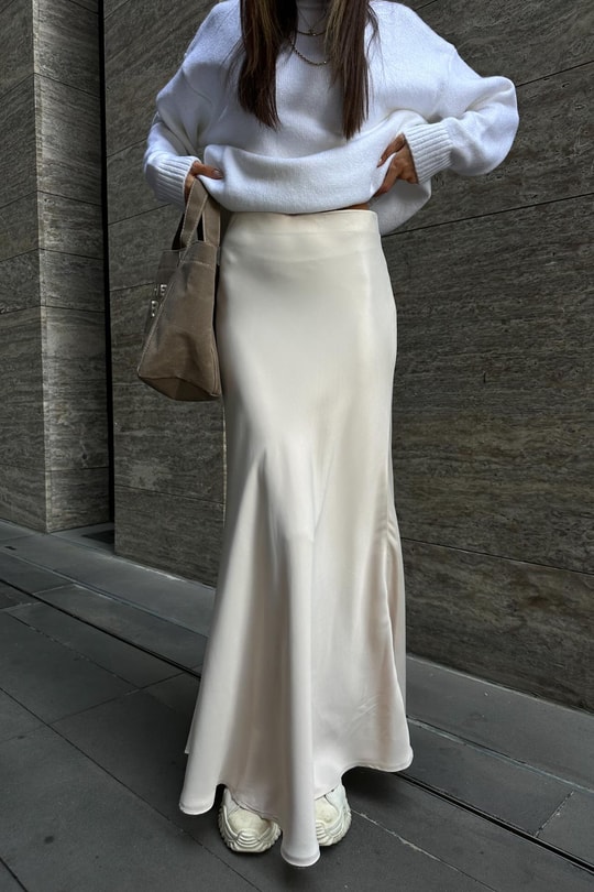 Maxi Saten Etek Bej
