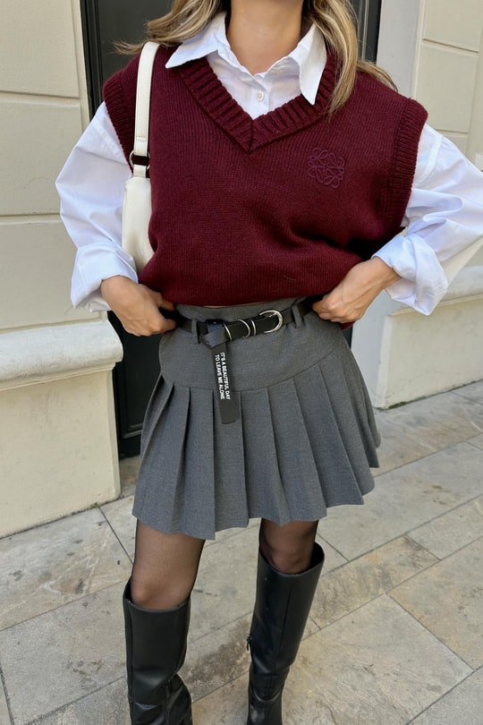 Nakış Detay Süveter Bordo