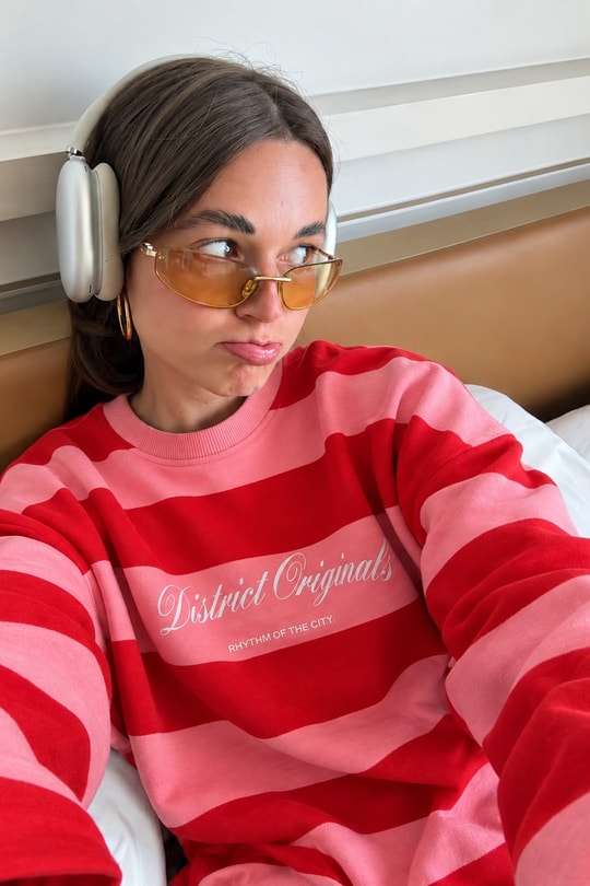 District Originals Çizgili Sweatshirt Pembe Sweatshirt
