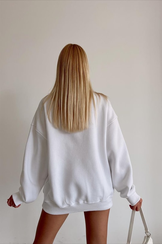 Ayıcık Baskılı Sweatshirt Beyaz