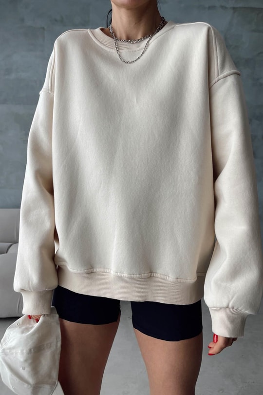 Balon Kol Oversize Sweat Bej