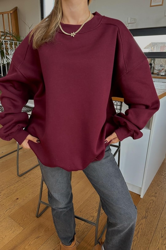 Balon Kol Oversize Sweat Bordo