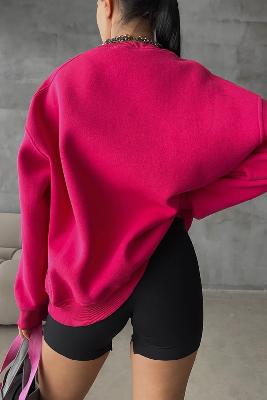 Balon Kol Oversize Sweat Fuşya