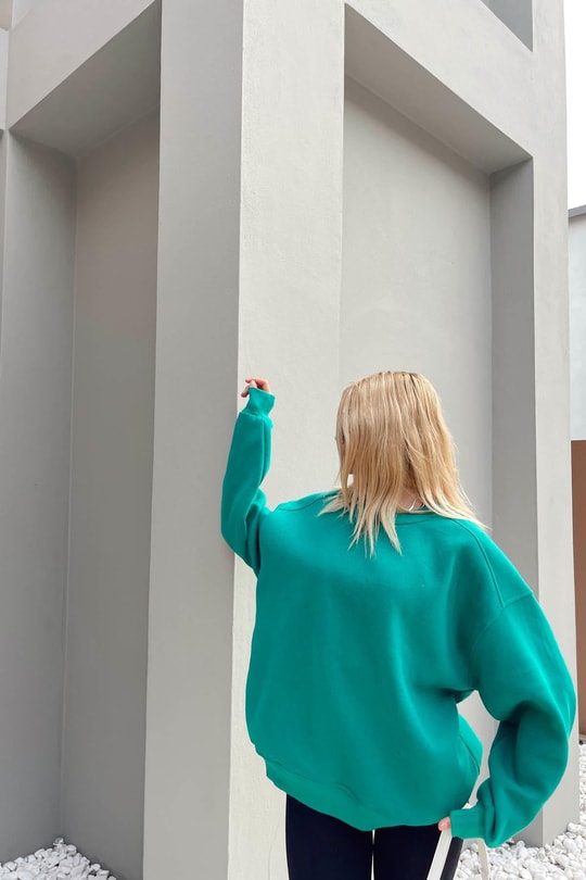 Balon Kol Oversize Sweat Yeşil