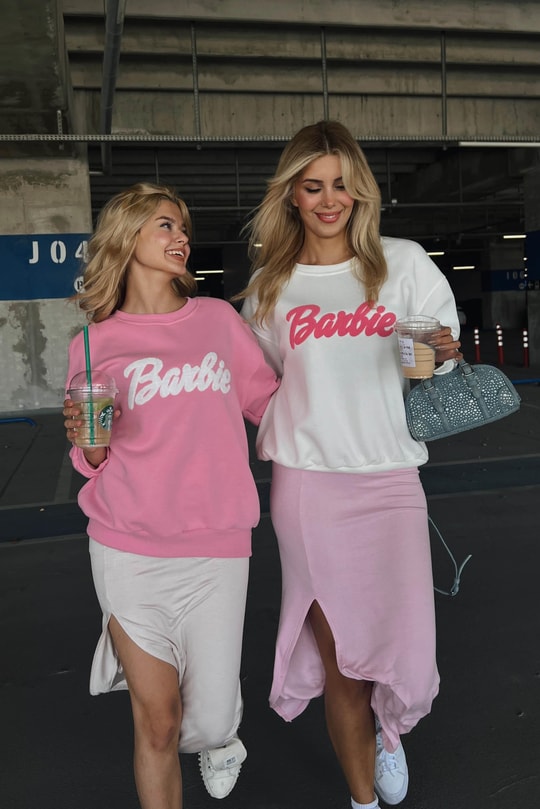 Barbie Baskılı Sweat Beyaz