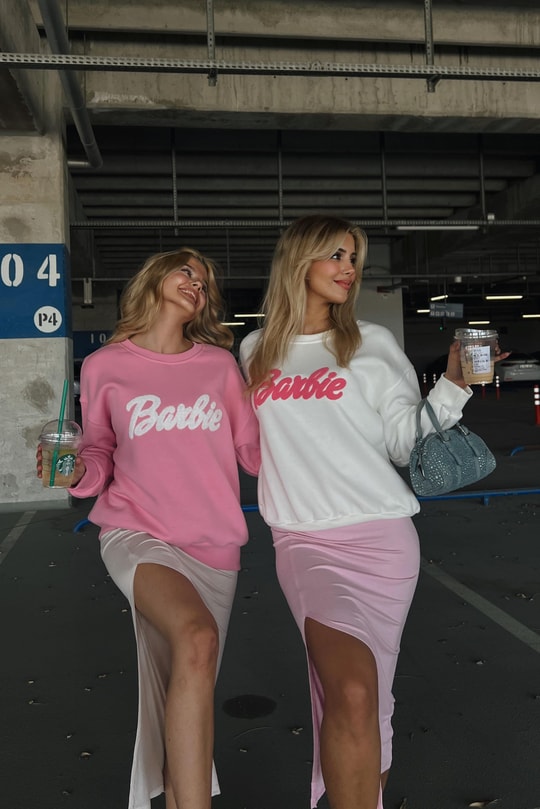 Barbie Baskılı Sweat Beyaz