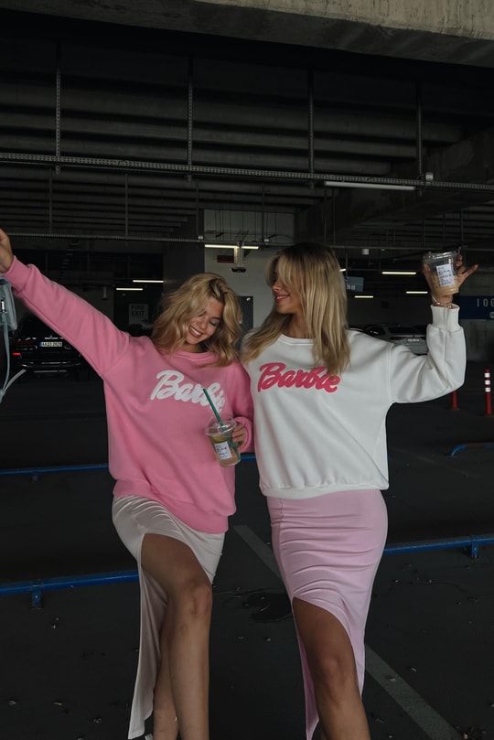 Barbie Baskılı Sweat Beyaz