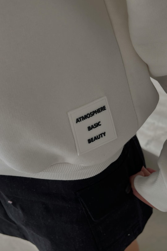 Barkod baskı Basic Sweatshirt Beyaz
