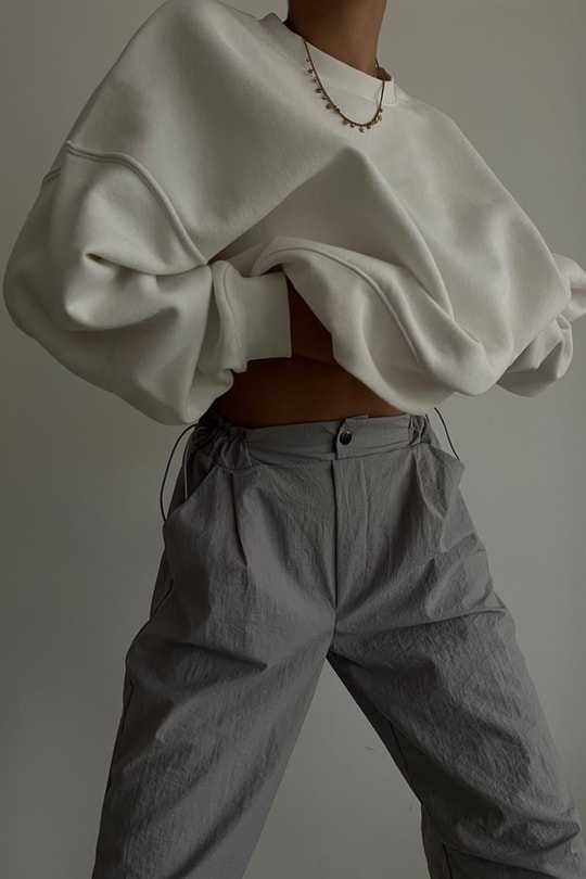 Basic Crop Sweatshirt Beyaz