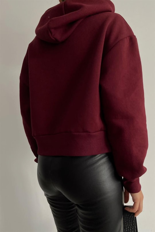 Basic Crop Sweatshirt Bordo