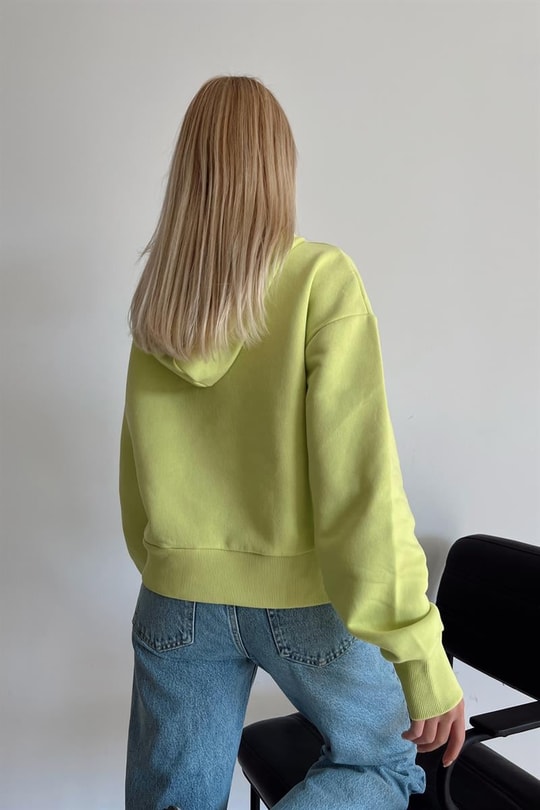 Basic Crop Sweatshirt Neon Yeşil