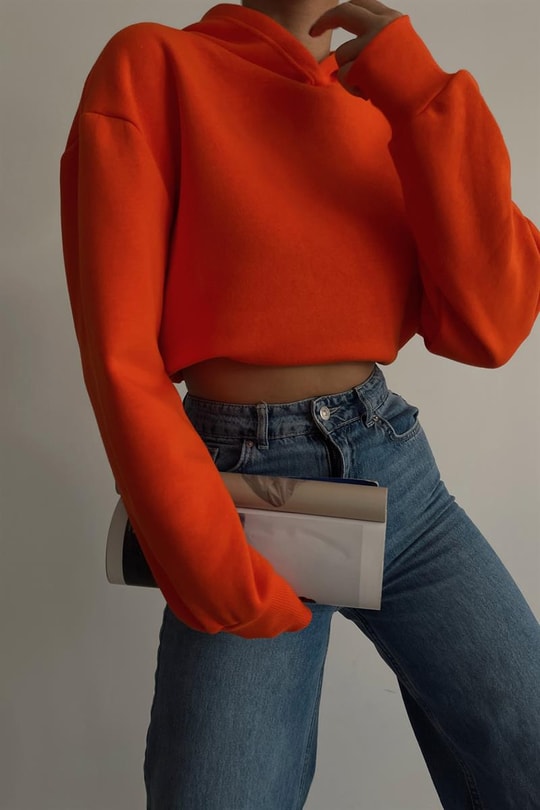 Basic Crop Sweatshirt Oranj