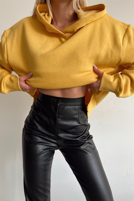 Basic Crop Sweatshirt Sarı