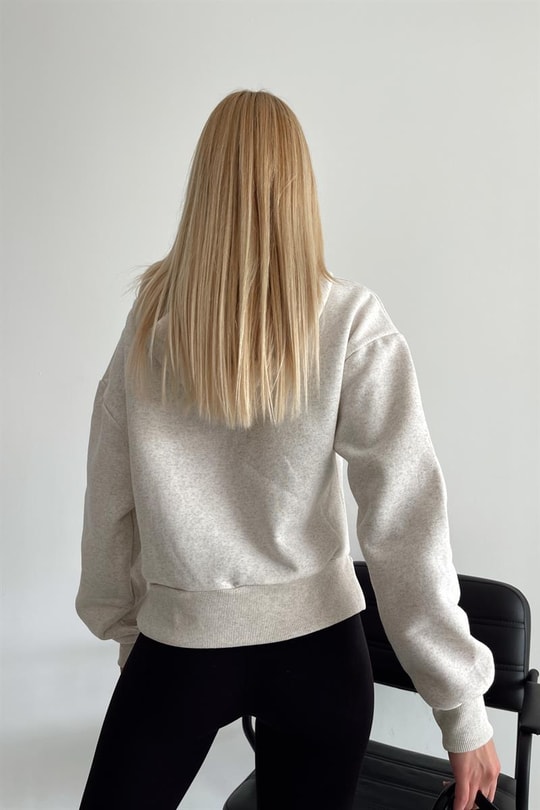 Basic Crop Sweatshirt Taş