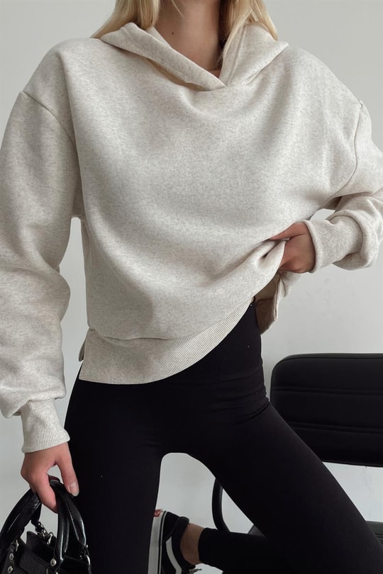 Basic Crop Sweatshirt Taş