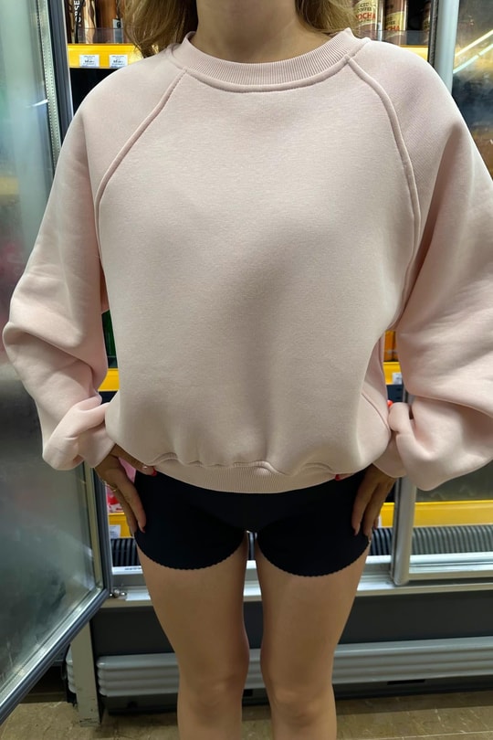 Bisiklet Yaka Sweat Pudra