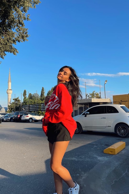 Brand Baskılı Sweatshirt Kırmızı