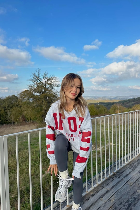 Calıfornıa Baskılı Sweat Gri Melanj
