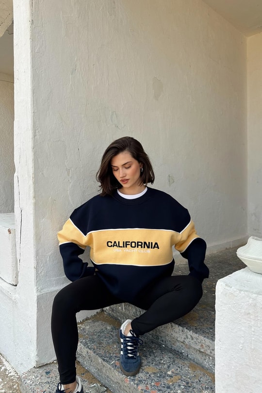 California Nakış Sweat Lacivert