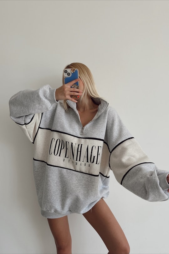 Copenhagen Zip Sweatshirt Gri