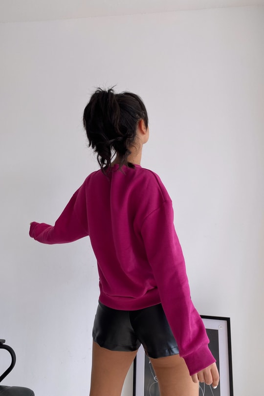 Crop Basic Sweatshirt Mürdüm