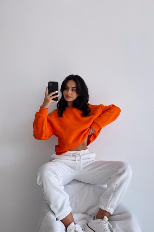 Crop Basic Sweatshirt Oranj