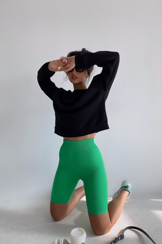 Crop Basic Sweatshirt Siyah