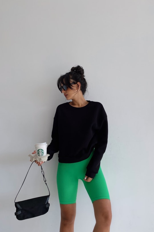 Crop Basic Sweatshirt Siyah