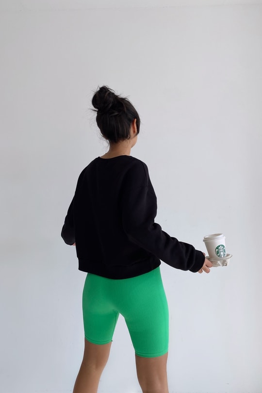 Crop Basic Sweatshirt Siyah