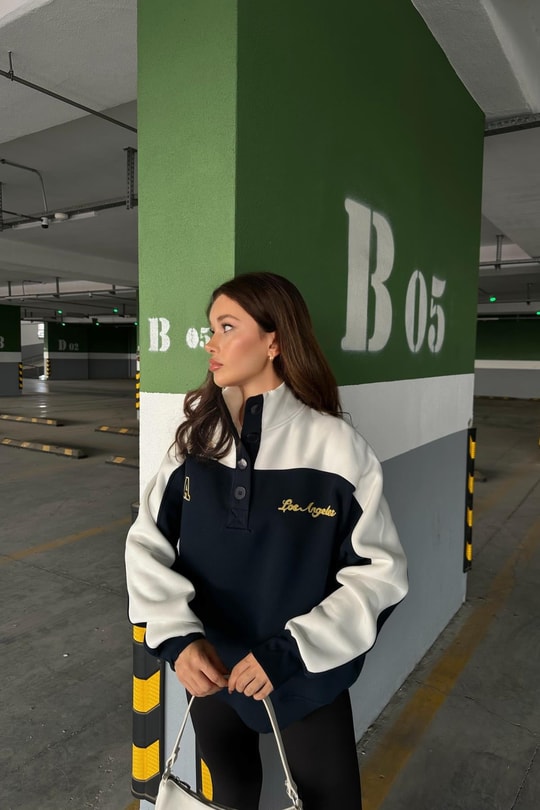 Düğmeli LA Sweat Lacivert