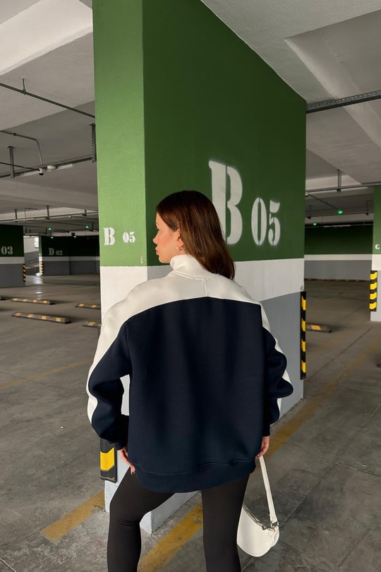 Düğmeli LA Sweat Lacivert