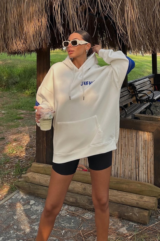 Fermuar Detaylı Jaıfane Sweatshirt Beyaz