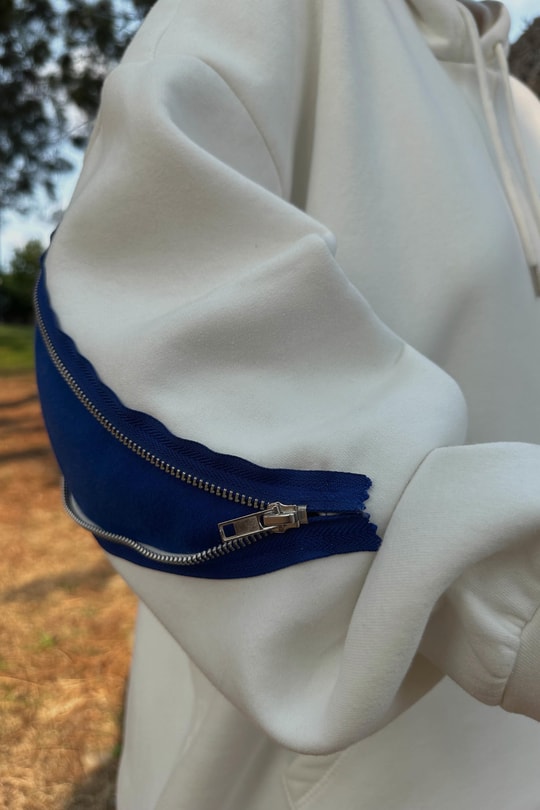 Fermuar Detaylı Jaıfane Sweatshirt Beyaz