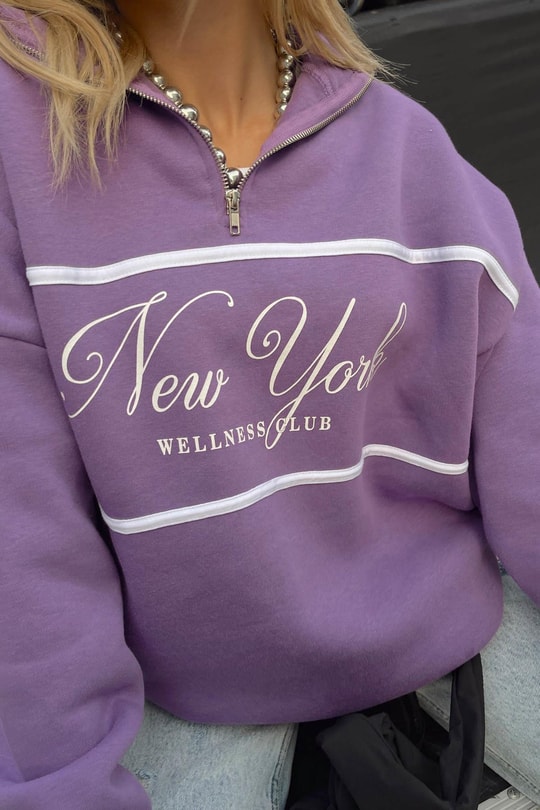 Fermuar Yaka NY Sweat Mor
