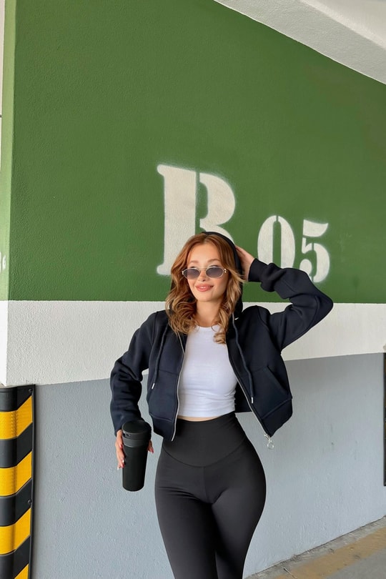 Fermuarlı Crop Sweatshirt Lacivert