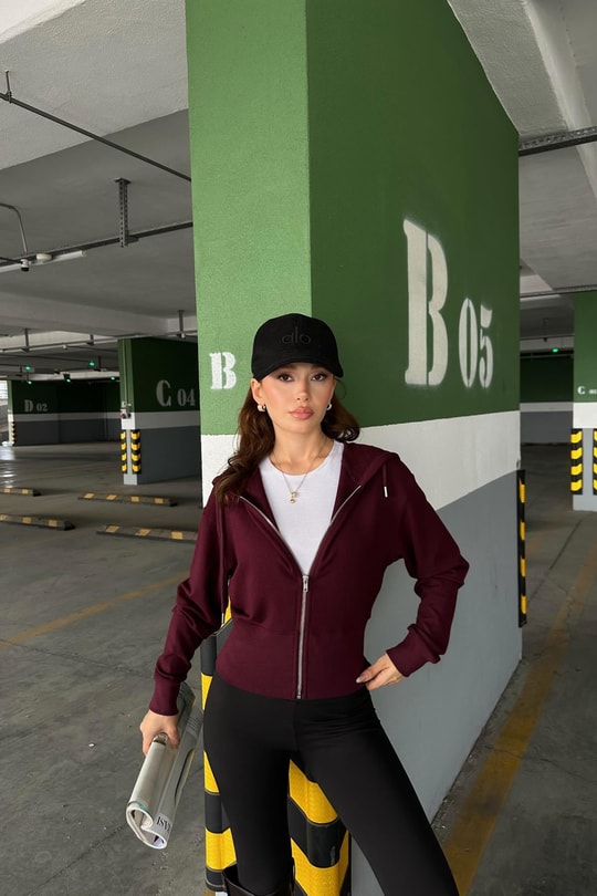 Fermuarlı Modal Sweatshirt Mor