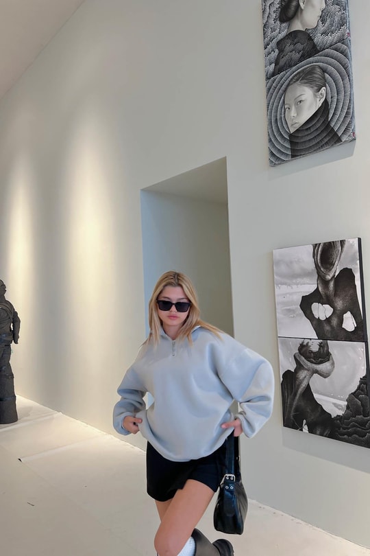 Fermuarlı Oversize Sweatshirt Gri