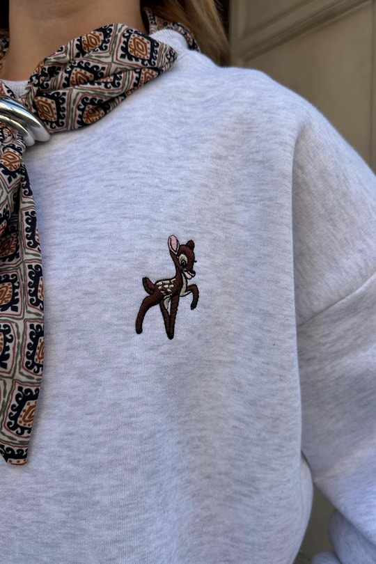 Fular Aksesuarlı Sweatshirt Gri Melanj
