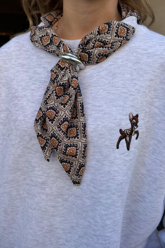 Fular Aksesuarlı Sweatshirt Gri Melanj
