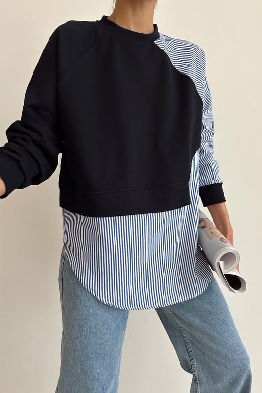Gömlek Parçalı Sweat Lacivert