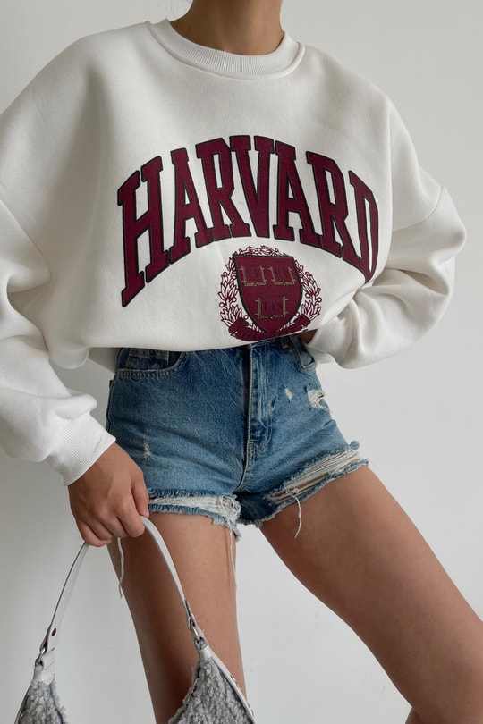 Harvard Kolej Sweatshirt Beyaz