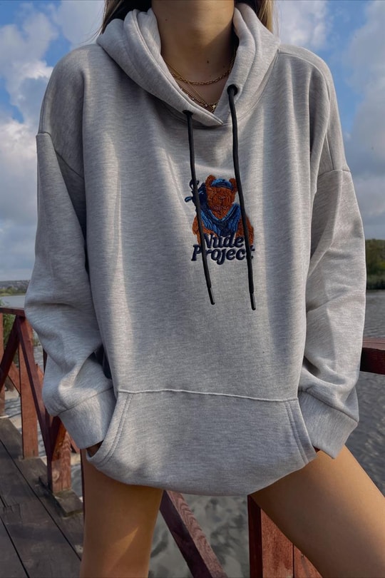 Kanguru Cepli Bear Sweatshirt Gri