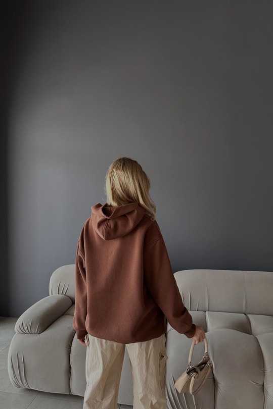 Kanguru Cepli Kapüşonlu Sweatshirt Kahve
