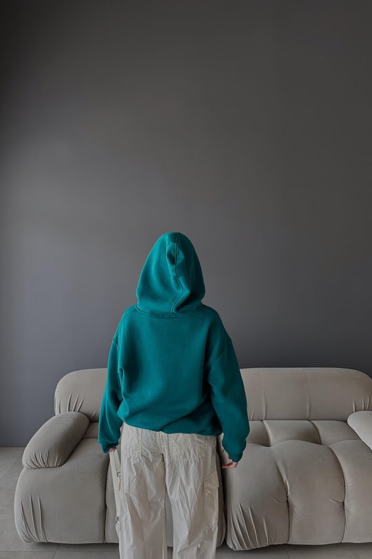 Kanguru Cepli Kapüşonlu Sweatshirt Petrol Mavisi